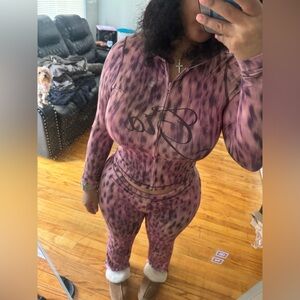 GIA Pink Leopard Print Zip-Up Jumpsuit